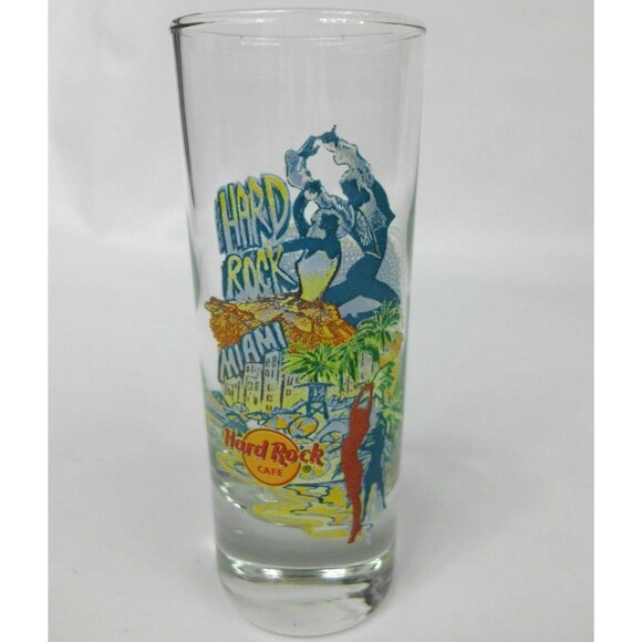 Hard Rock Cafe Shooter Shot Glass Miami City Tee Shirt Design Series 4 Inch - Picture 1 of 3